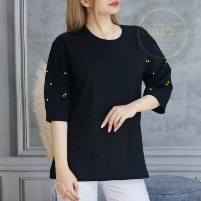 بلوز آستین گلدوزی مشکی